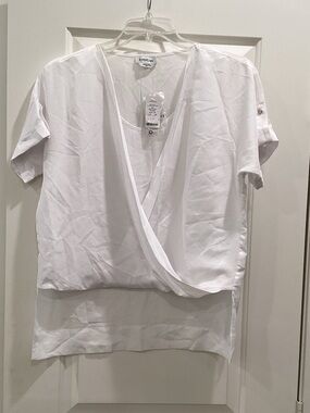 bebe White Draped Wrap-Front Top